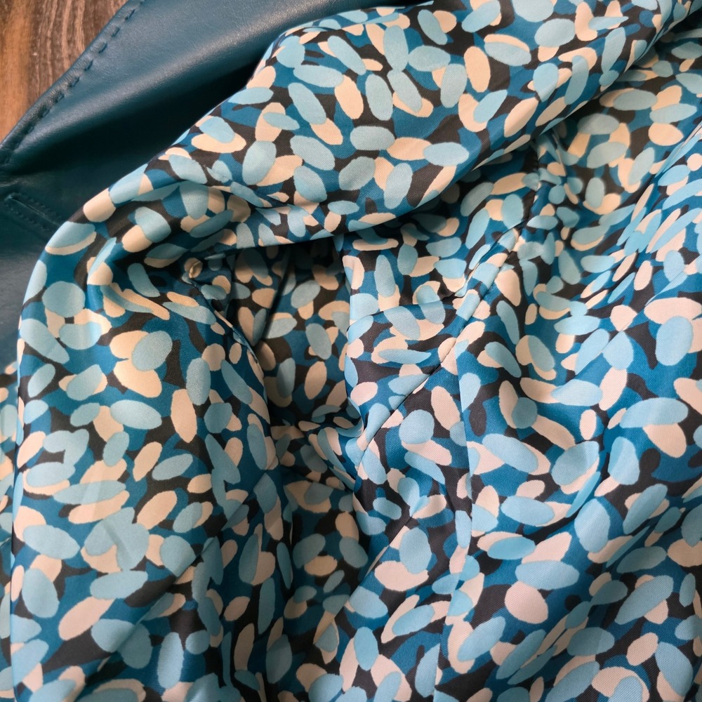 Liz Claiborne Teal Blue 100% Leather Blazer Jacket NWT REMU7642‎ Size 12 - Picture 3 of 15